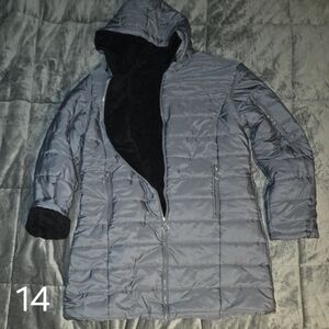Women's Gray Hooded Puffer Coat